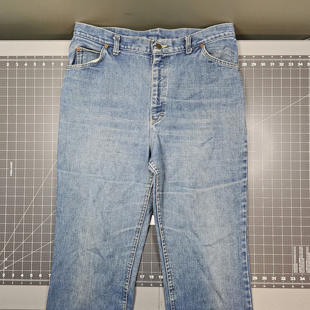 Vintage Lee Jeans Mens 33x34 70s Mr USA Union Made Scovill Faded Straight Leg
